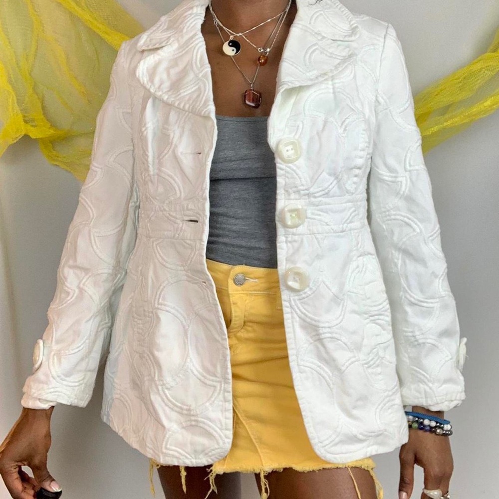 INC White Embroidered Blazer